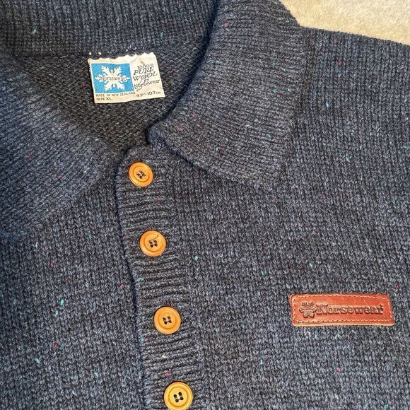 Norsewear 100% Wool Sweater Men XL Blue New Zealand Jumper Pullover Knitwear - Picture 8 of 11